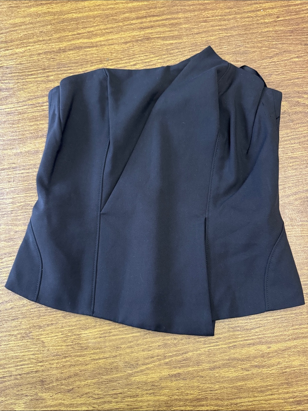 bebe Black Asymmetrical Strapless Top